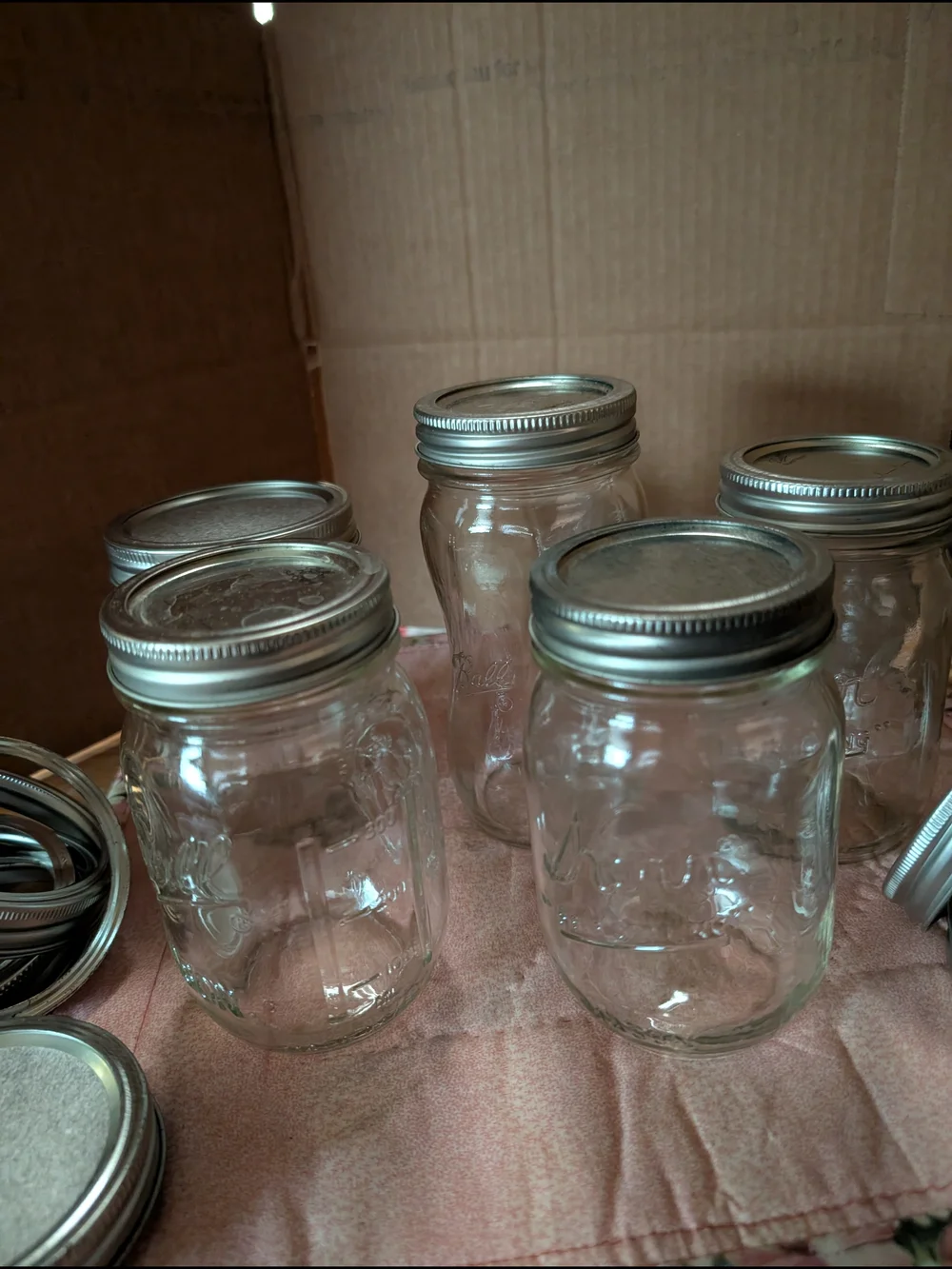 Clear Glass Mason-Style Food Storage Jars with Silver Lids - Set